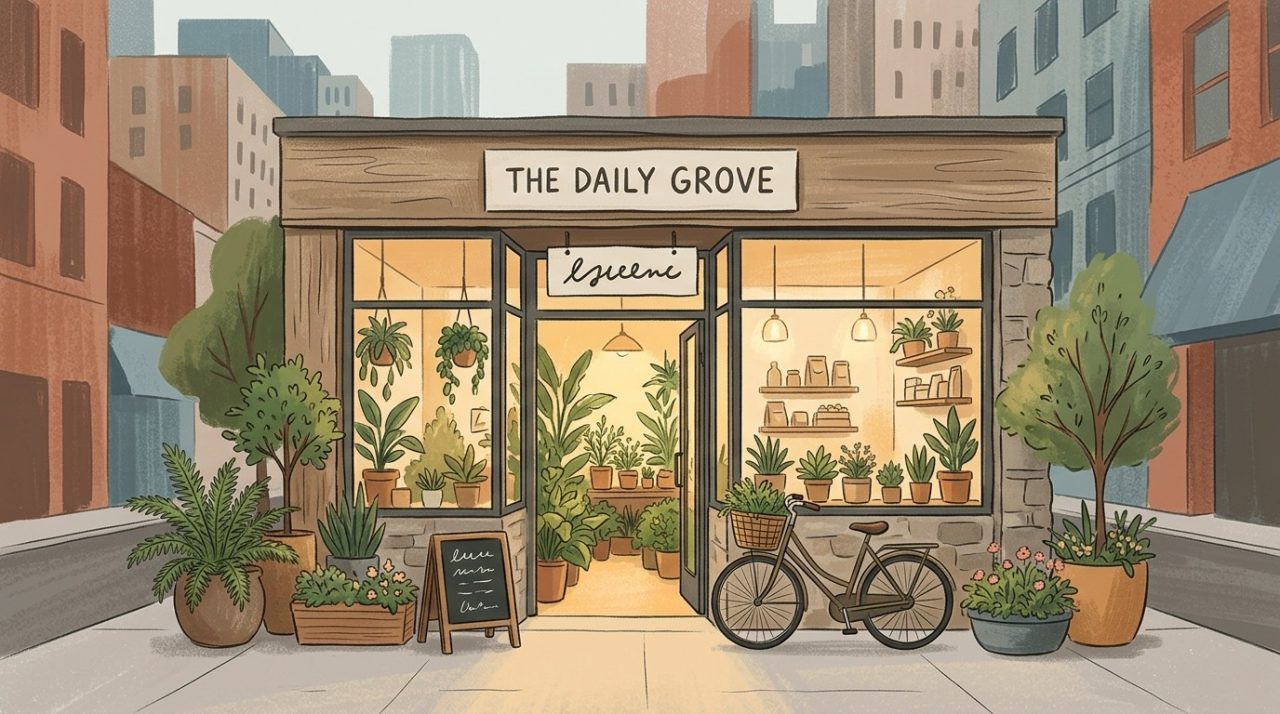 Illustration of a warmly lit storefront symbolizing resilient small businesses.